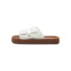 Volcom womens Squared Platform Velcro Strap Slide Sandal(White)