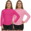 Volcom Girls Rash Guard 2 Pack Rash Guard for Girls Long Sleeve Swim Shirt SPF50+(Pink)