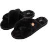 Volcom Women’s Lived in Lounge Faux Fur Slide Sandal(Black)