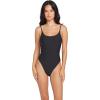 Volcom Womens Strappy One-Piece Swimsuit – Convertible Adjustable Straps, Eco-True Greenlon Fabric with Logo Badge(Black)