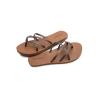 Volcom womens New School Strappy Flip Flop Sandal – Flat Slide With Comfort Foam Footbed(New Brown)