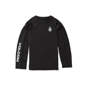 Volcom Boys’ Lido Solid Lycra Long Sleeve Rashguard 50+ Uv Protection(Black)