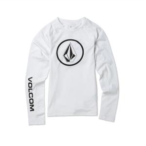Volcom Boys Lido Solid Lycra Long Sleeve Rashguard 50+ Uv Protection(White)