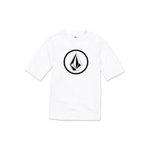 Volcom Boys’ Lido Solid Lycra Short Sleeve Rashguard 50+ Uv Protection(White)