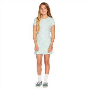 Volcom Girls Cryptogram Short Sleeve Printed Knit Dress(Pale Aqua)