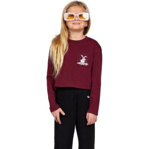 Volcom Girls’ Pocket Dial Long Sleeve Tee(Burgundy)