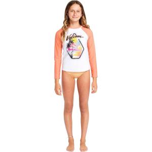 Volcom Girls Simply Core Lycra Long Sleeve Rashguard 50+ Uv Protection(Dark Coral)