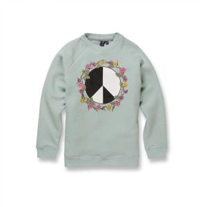 Volcom Girls’ Truly Stokin Crew Fleece Sweatshirt(Stone Blue)