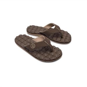Volcom Men’s Recliner Sandal Flip Flop(Brown)