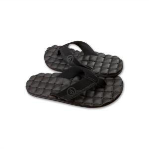 Volcom Men’s Recliner Sandal Flip Flop(New Black Destructo)