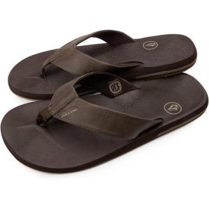 Volcom Men’s Victor Flip-Flop Sandal(Brown)