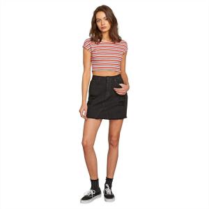 Volcom Stoned High Rise Raw Hem Mini Skirt Skirt(Black)