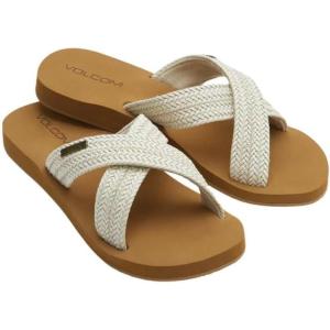 Volcom Womens Double Cross Braded Strap Slide Sandal(Cream)