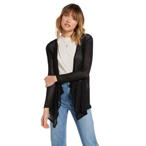 Volcom Women’s Go Go Wrap Open Front Cardigan Sweater (Regular & Plus Size)(Black 2)