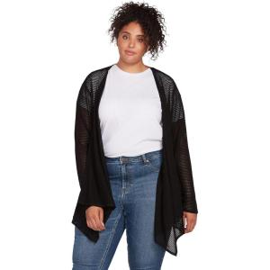Volcom Women’s Go Go Wrap Open Front Cardigan Sweater (Regular & Plus Size)(Black)