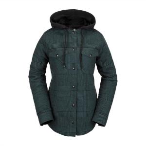 Volcom Womens Hooded Flannel Snowboard Ski Winter Hooded Shirt Jacket(Balsam S4)