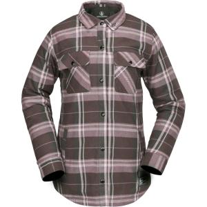 Volcom Womens Hooded Flannel Snowboard Ski Winter Hooded Shirt Jacket(Dusty Lavender)