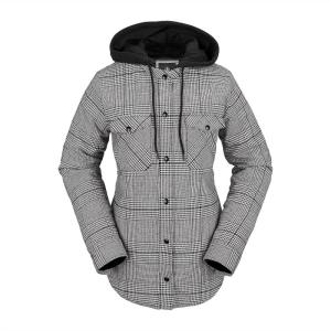 Volcom Womens Hooded Flannel Snowboard Ski Winter Hooded Shirt Jacket(Moonbeam S4)