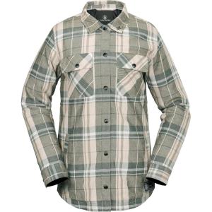 Volcom Womens Hooded Flannel Snowboard Ski Winter Hooded Shirt Jacket(Sand)
