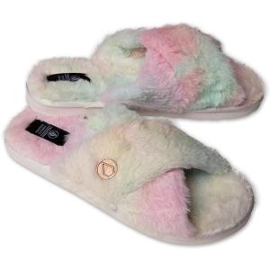 Volcom Women’s Lived in Lounge Faux Fur Slide Sandal(Tie Dye)