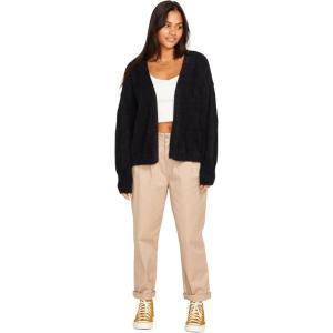 Volcom Womens Lived in Lounge Open Front Throw Sweater(Black)