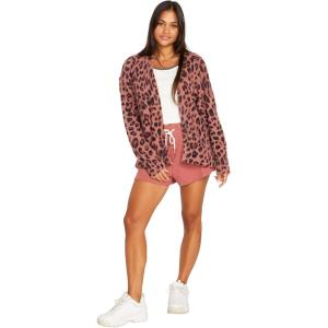 Volcom Womens Lived in Lounge Open Front Throw Sweater(Leopard)