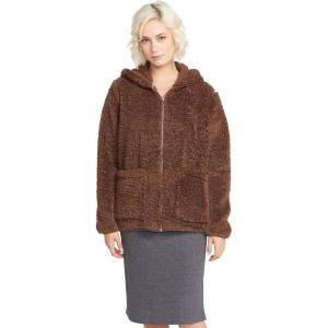 Volcom Women’s Lived in Lounge Phuz Up Sherpa Zip Fleece Jacket(Chocolate)