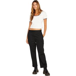 Volcom Women’s Lowstone Relaxed Fit Cropped Chino Pant(Black)