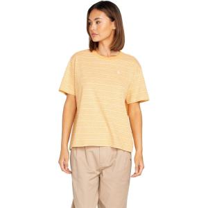 Volcom Women’s Party Pack Short Sleeve Striped Tee(Vintage Gold)