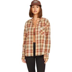 Volcom Womens Plaid to Meet U Long Sleeve Flannel Shirt(Dark Clay)