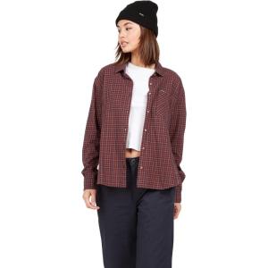 Volcom Womens Plaid to Meet U Long Sleeve Flannel Shirt(Midnight Blue)