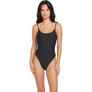 Volcom Womens Strappy One-Piece Swimsuit – Convertible Adjustable Straps, Eco-True Greenlon Fabric with Logo Badge(Black)
