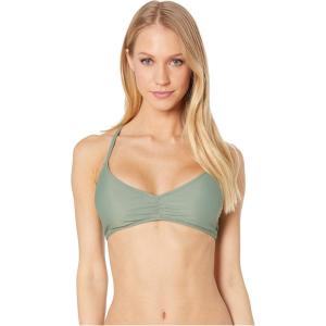 Volcom Womens Stretch V-Neck Bikini Top – Sustainable Swim Top with Adjustable Straps and Removable Cups(Dark Green)