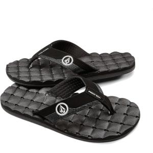 Volcom boys Recliner Big Youth Flip Flop Sandal(Black White-new)