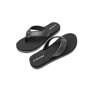 Volcom womens Boyfriends Thong Flip Flop Sandal(Black Grey)