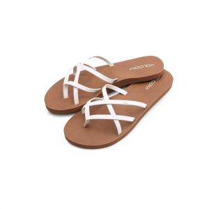 Volcom womens New School Strappy Flip Flop Sandal – Flat Slide With Comfort Foam Footbed(New White)
