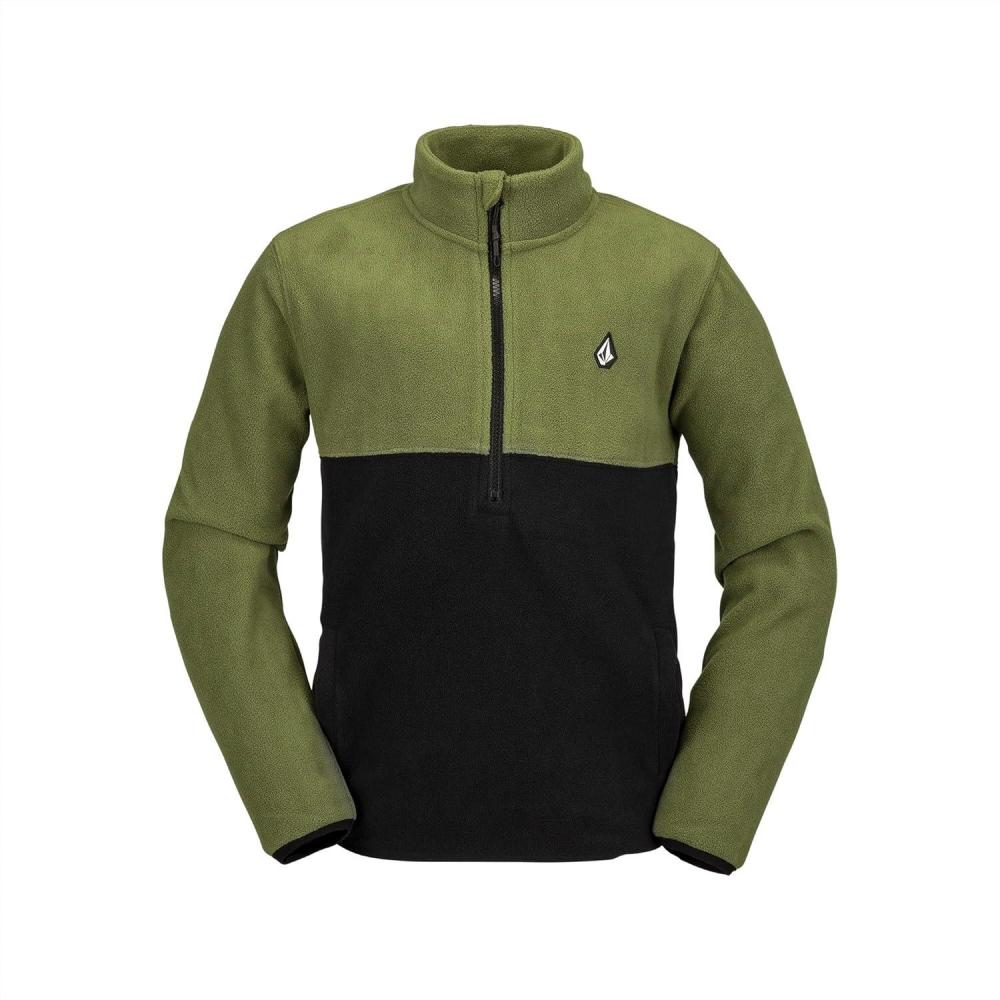 image:imageVolcom Boys Polar Fleece Mock Neck 14 Zip Snowboard Base LayerMilitary S4