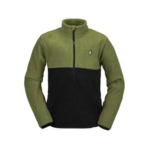 Volcom Boys’ Polar Fleece Mock Neck 1/4 Zip Snowboard Base Layer(Military S4)