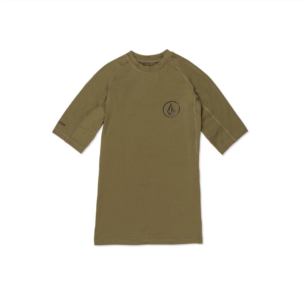 image:imageVolcom Mens Solid UPF 50 Short Sleeve RashguardRash Guard ShirtMilitary 2