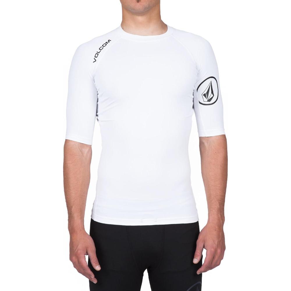 image:imageVolcom Mens Solid UPF 50 Short Sleeve RashguardRash Guard ShirtWhite