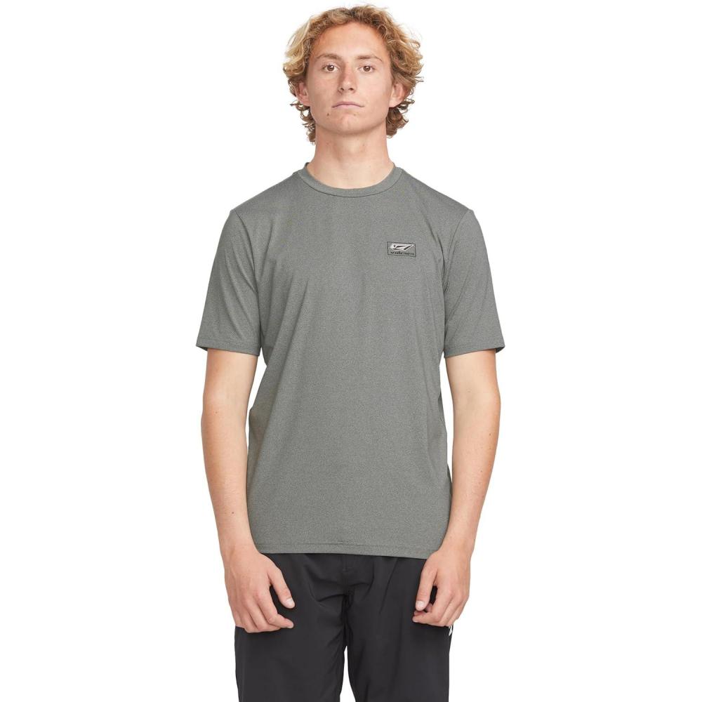 image:imageVolcom Mens Standard UPF 50 Short Sleeve Loose Fit RashguardHeather Grey Modstone