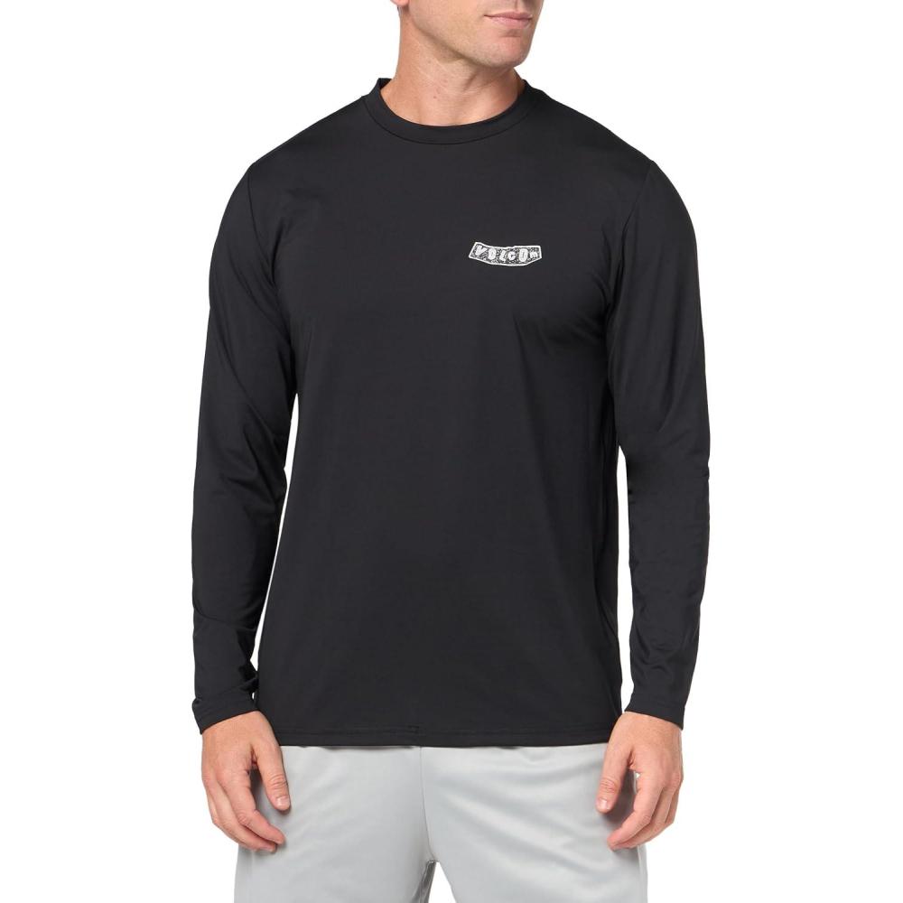 image:imageVolcom Mens Taunt UPF 50 Long Sleeve Loose Fit RashguardBlack Pistol