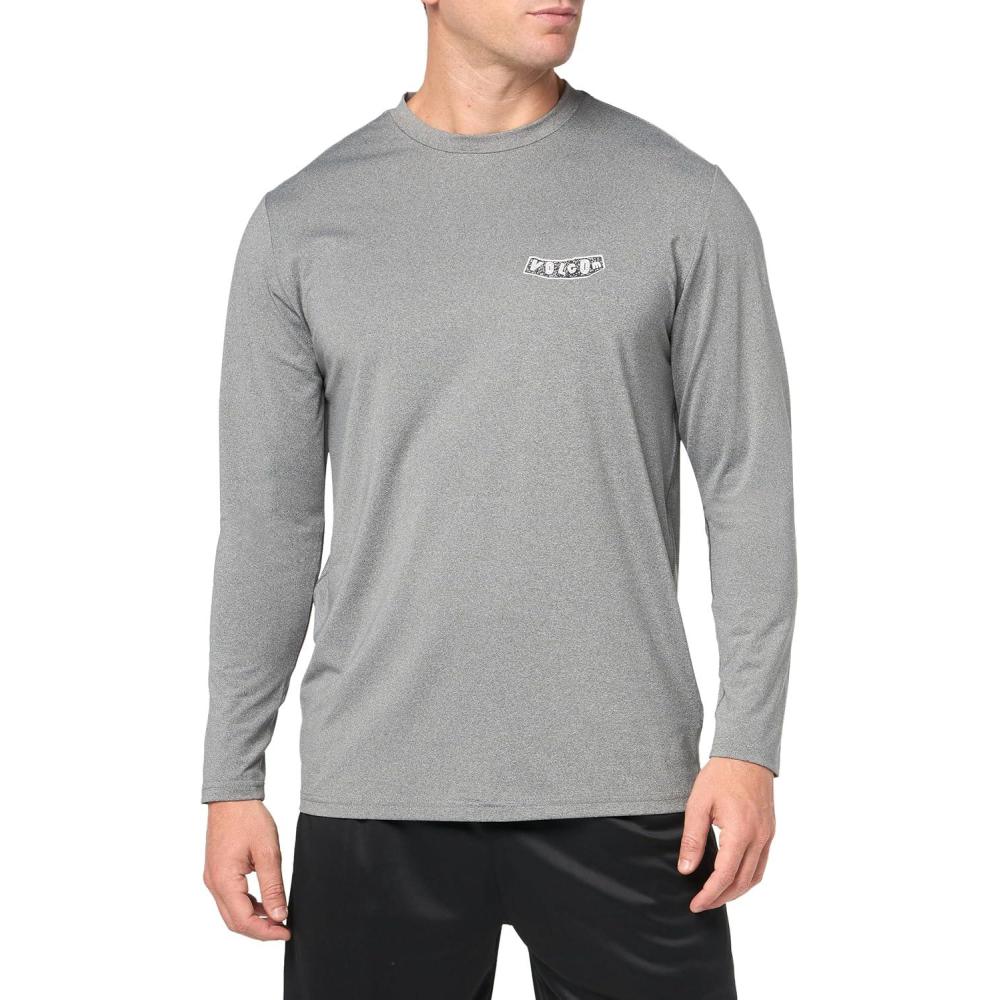 image:imageVolcom Mens Taunt UPF 50 Long Sleeve Loose Fit RashguardHeather Grey Pistol