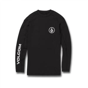 Volcom Men’s Solid UPF 50+ Long Sleeve Rashguard(Black/White)