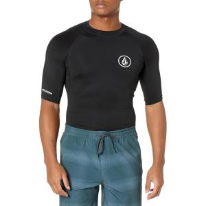 Volcom Men’s Solid UPF 50+ Short Sleeve RashguardRash Guard Shirt(Black 2)