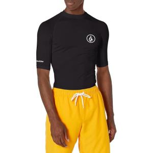 Volcom Men’s Solid UPF 50+ Short Sleeve RashguardRash Guard Shirt(Black White)