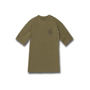 Volcom Men’s Solid UPF 50+ Short Sleeve RashguardRash Guard Shirt(Military)