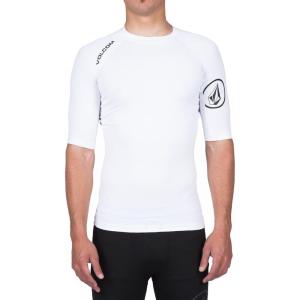 Volcom Men’s Solid UPF 50+ Short Sleeve RashguardRash Guard Shirt(White)