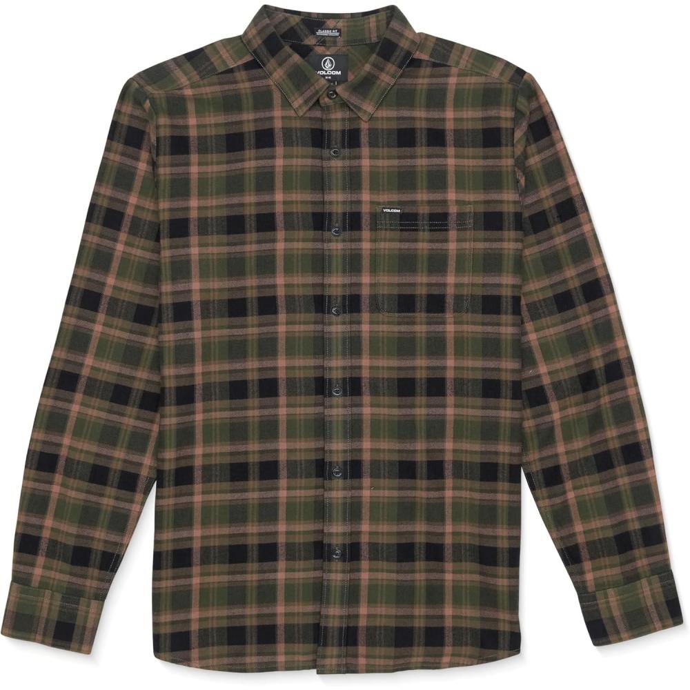 image:imageVolcom Mens Caden Plaid Long SleeveSquadron Green