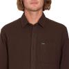 Volcom Men’s Caden Solid Long Sleeve Button Down Shirt(Dark Brown)